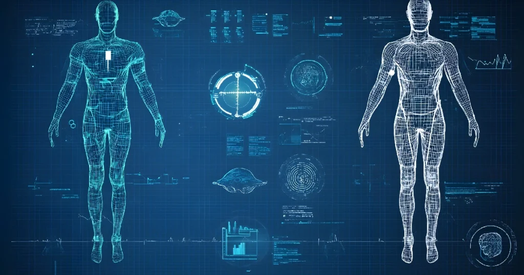 Digital 3D body scanning visualization for body composition and fat percentage analysis in St. George, UT.